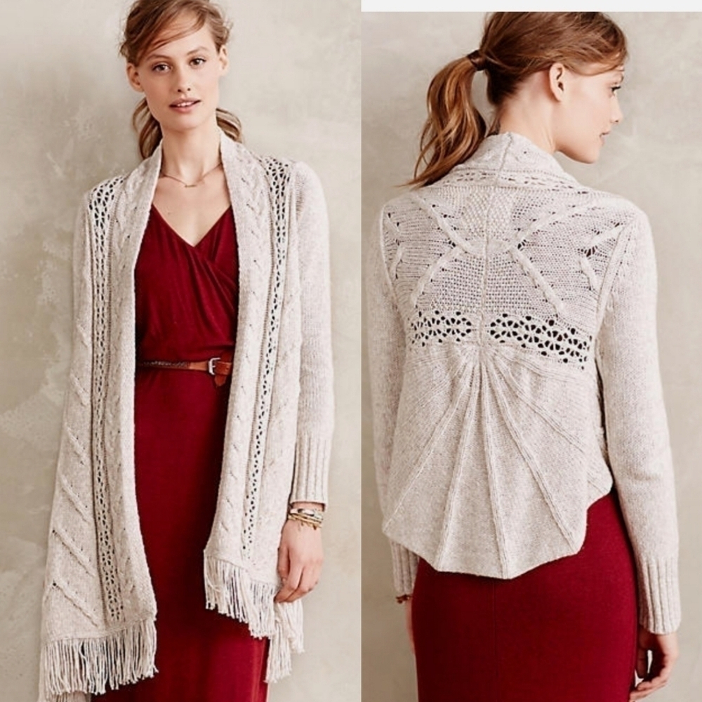 Angel of the North Anthropologie Anais Wool Blend Cardigan Grey Small